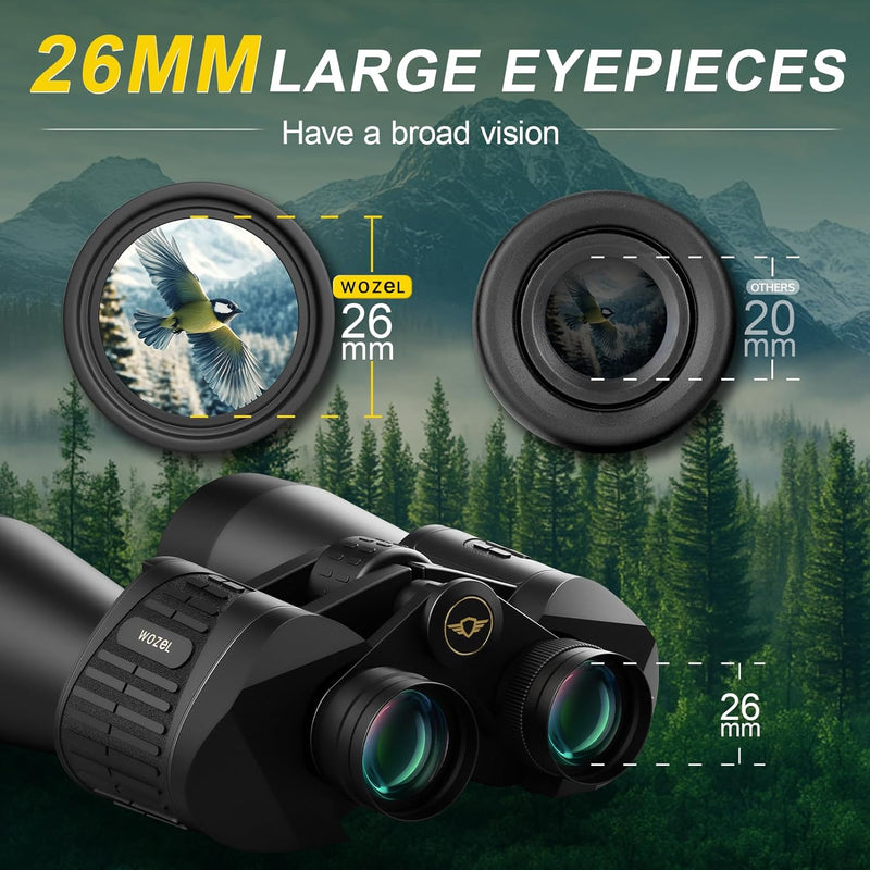 Wozel binoculars with an anti-slip rubber grip, designed for comfortable long-term use during outdoor activities.